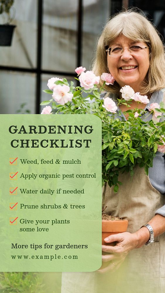 Gardening checklist  Instagram story template, editable text