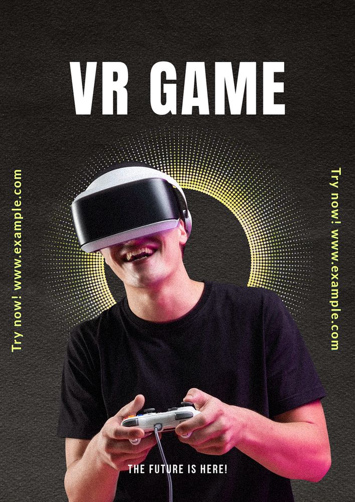 VR game poster template, editable text & design