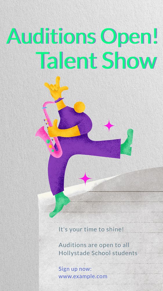 Talent show  Instagram story template, editable text