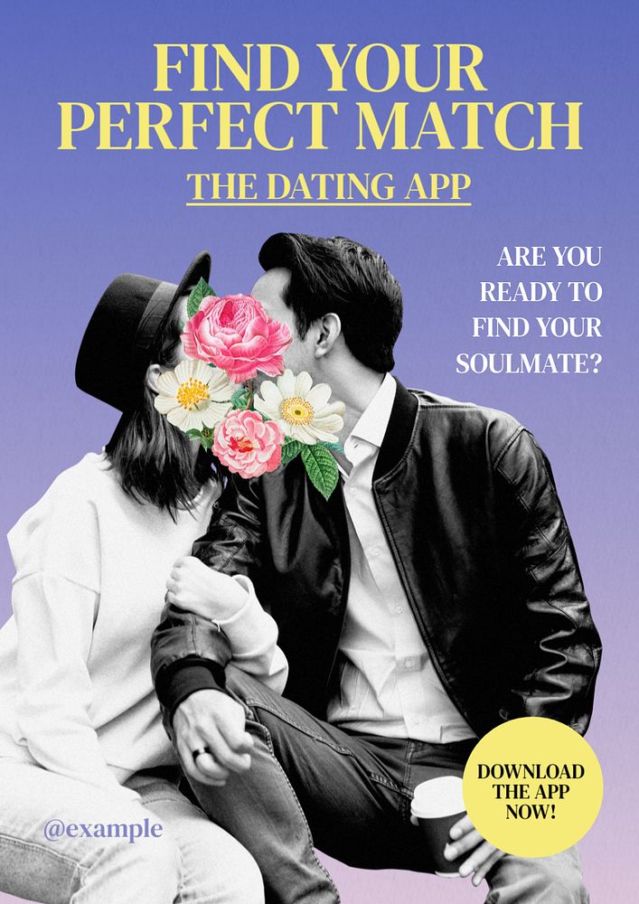 Online dating poster template, editable text and design