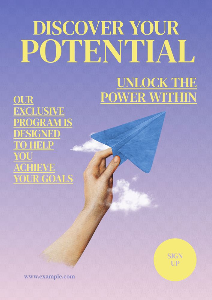 Discover your potential  poster template, editable text & design