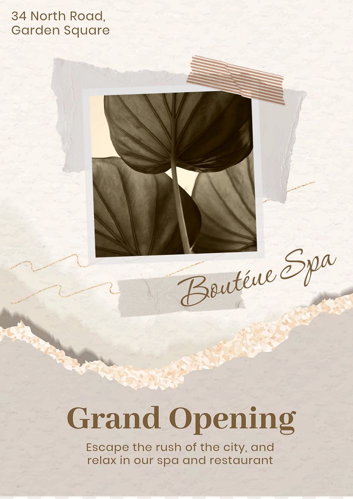 Grand opening  poster template, editable text & design