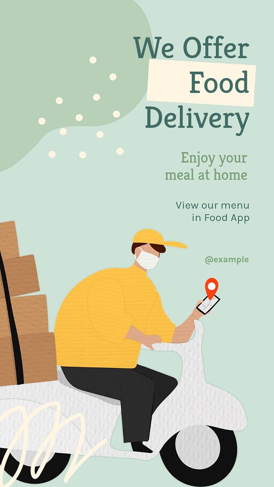 Food delivery  Instagram story template, editable text