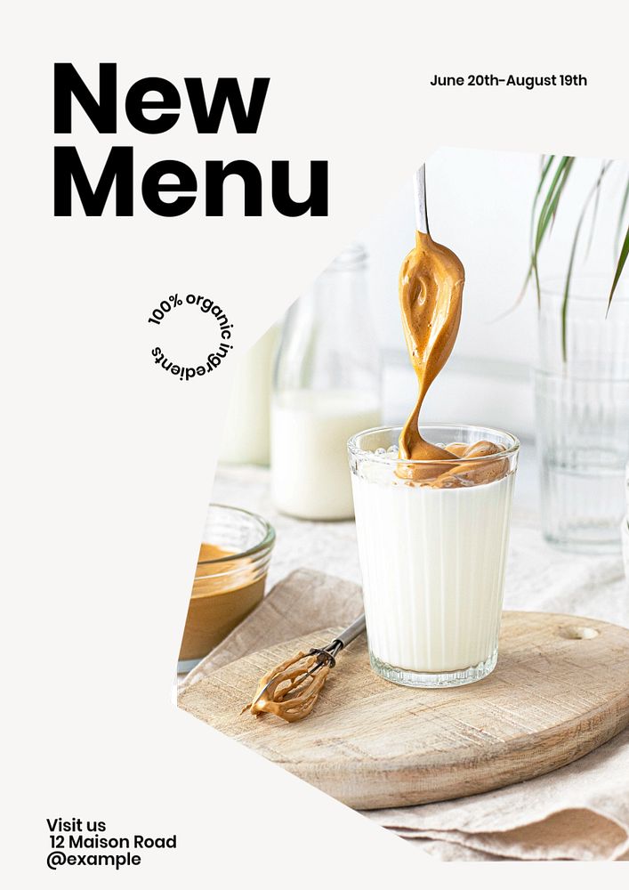 New menu  poster template, editable text & design