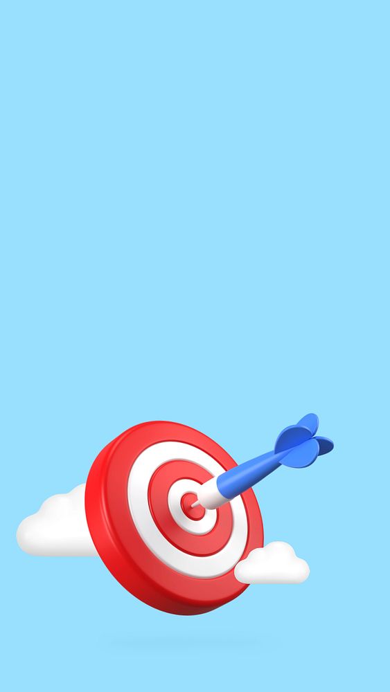 3D dartboard iPhone wallpaper, target marketing editable illustration