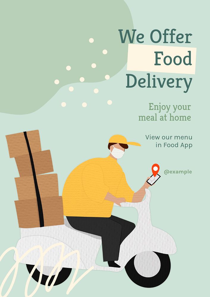 Food delivery  poster template, editable text & design