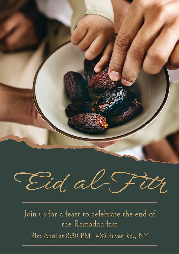 Eid al-Fitr poster template, editable text & design