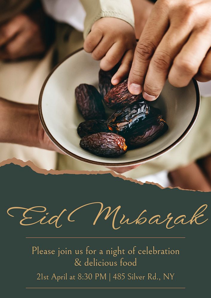 Eid Mubarak poster template, editable text & design