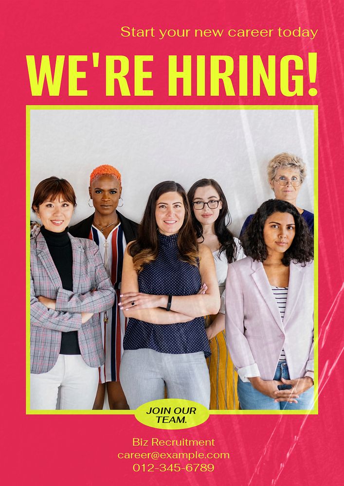 We're hiring poster template, editable text & design