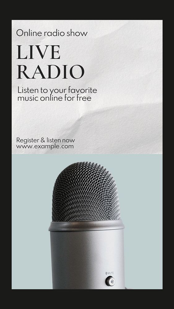 Live radio Instagram story template, editable text