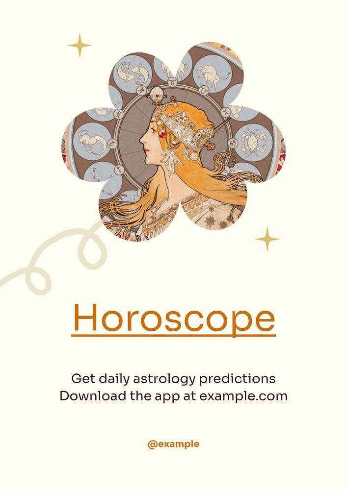 Horoscope poster template, editable text & design