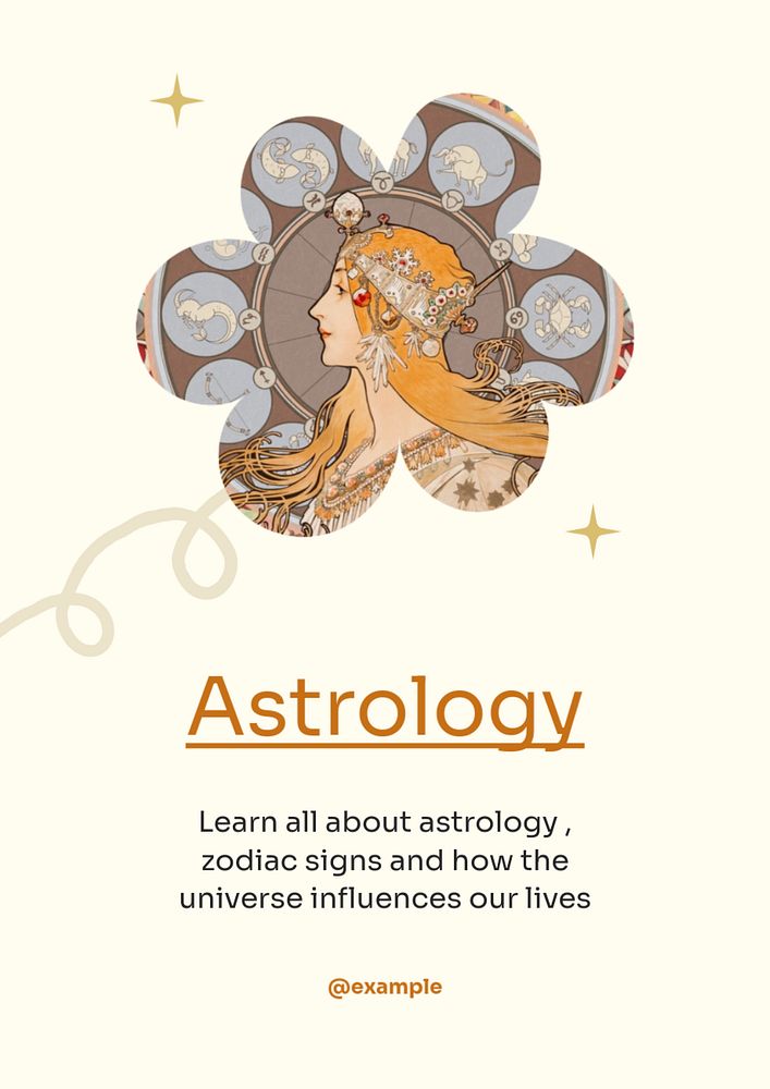 Astrology poster template, editable text & design