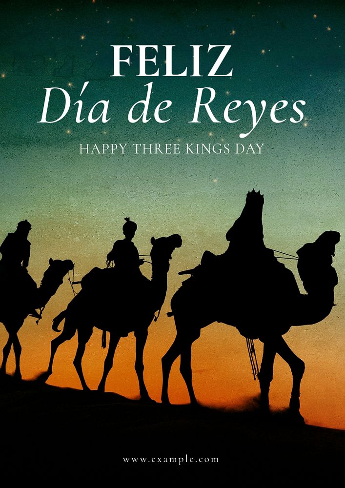 Three Kings Day poster template, editable text & design