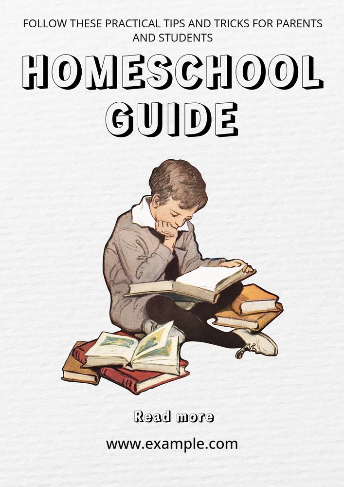 Homeschool guide poster template, editable text & design