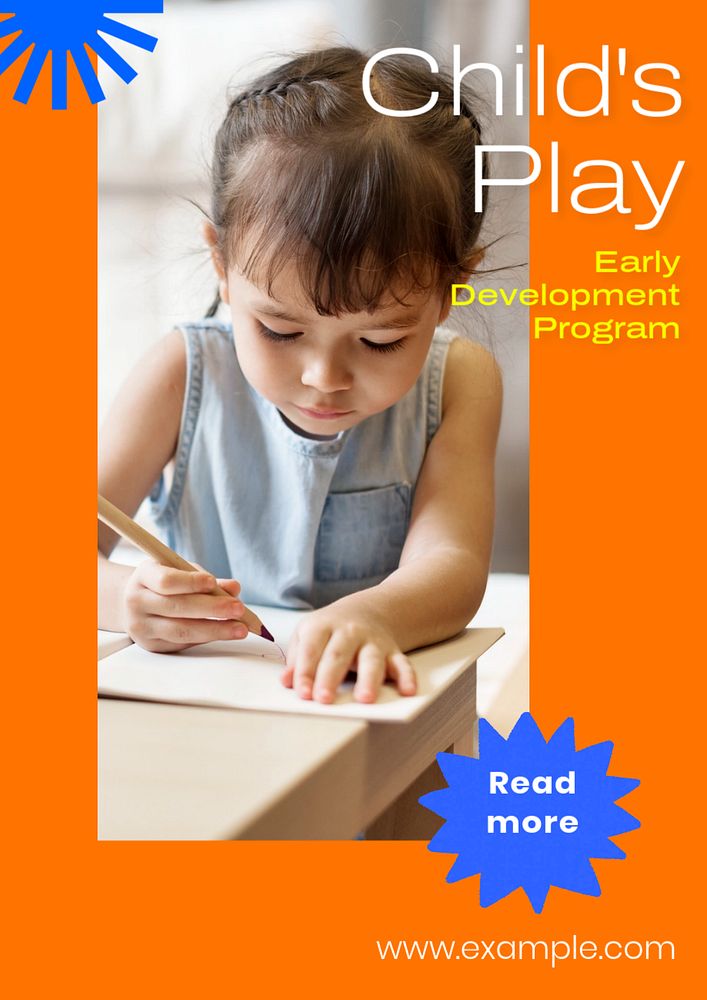 Child's play poster template, editable text & design