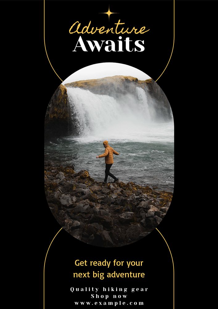 Adventure awaits poster template, editable text & design