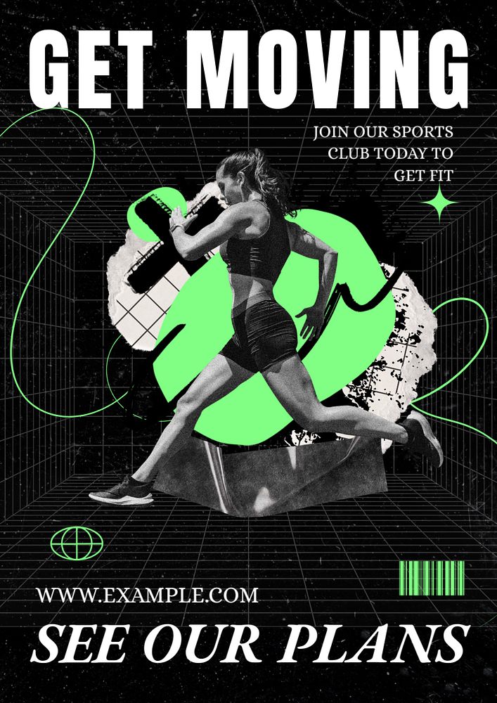 Sports & exercise poster template, editable text & design