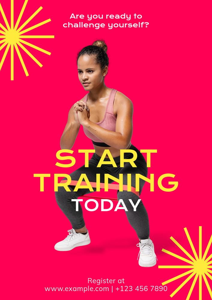 Training & fitness poster template, editable text & design