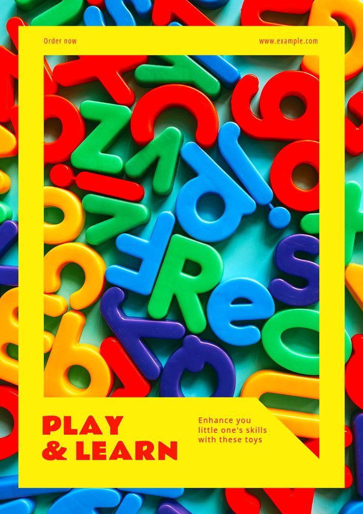 Kids toy poster template, editable text & design