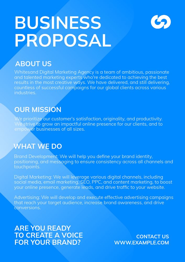 Business proposal poster template, editable text and design