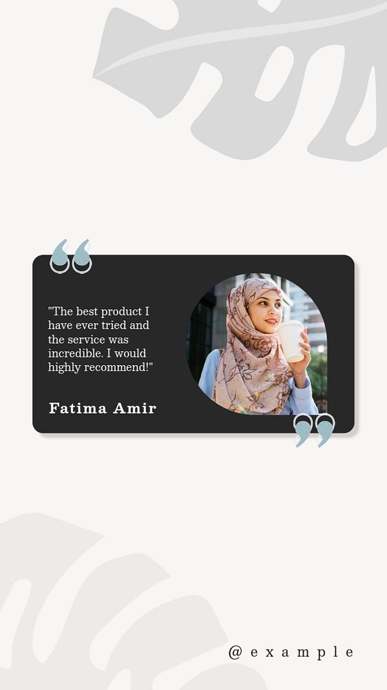 Testimonial Instagram story template, editable text