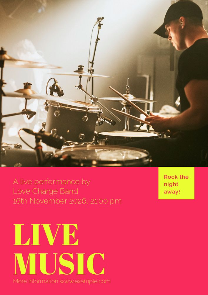 Live music poster template, editable text & design