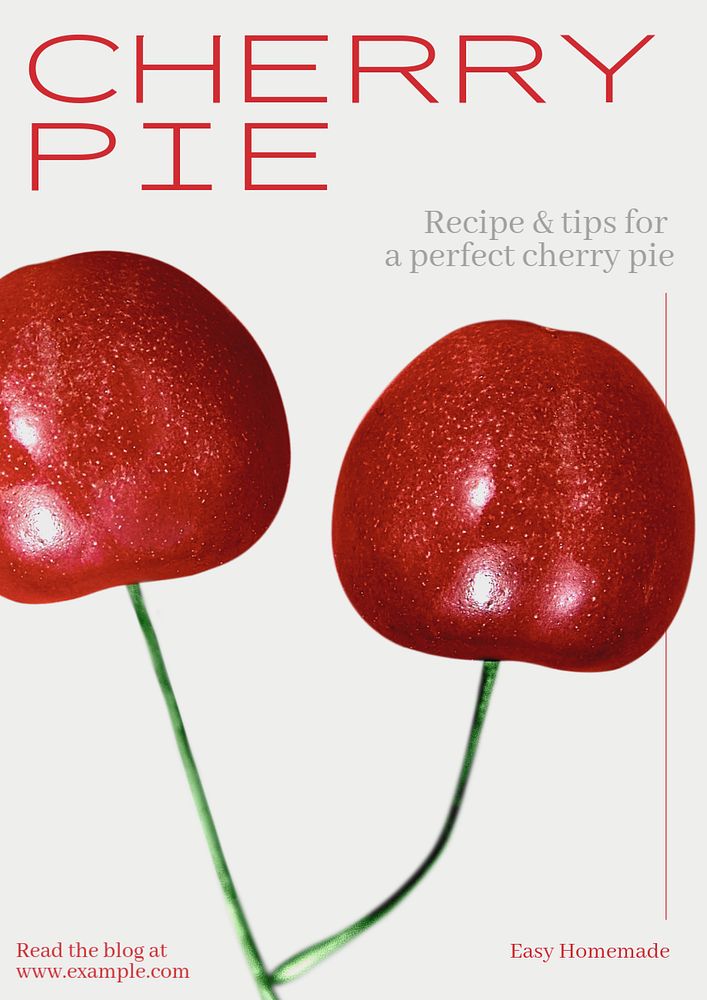 Cherry pie poster template, editable text & design