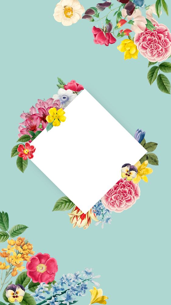 Botanical square frame mobile wallpaper, editable flower illustration design