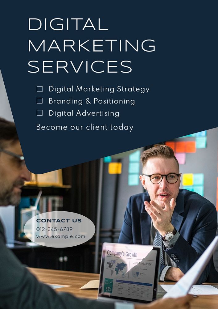 Marketing services poster template, editable text & design