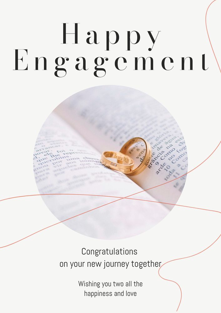 Happy engagement poster template, editable text & design