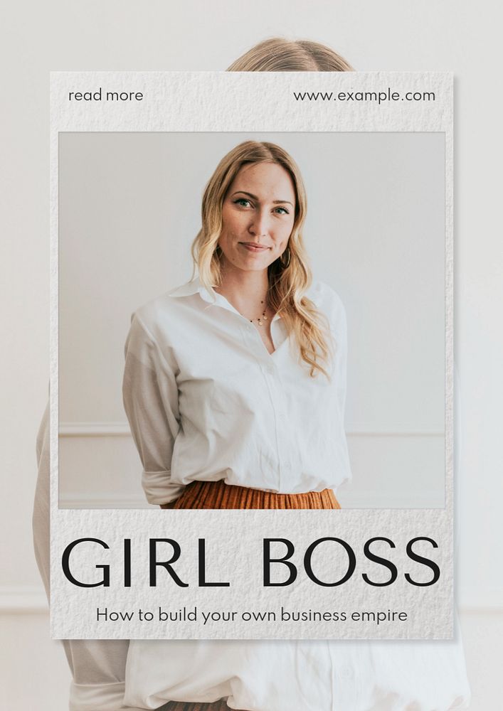 Girl boss poster template, editable text & design