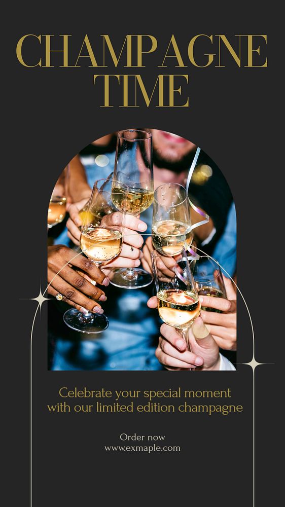 Champagne time Instagram story template, editable text