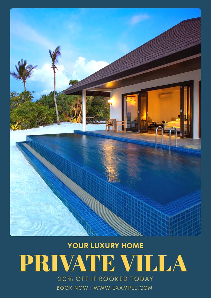 Private villa  poster template, editable text & design