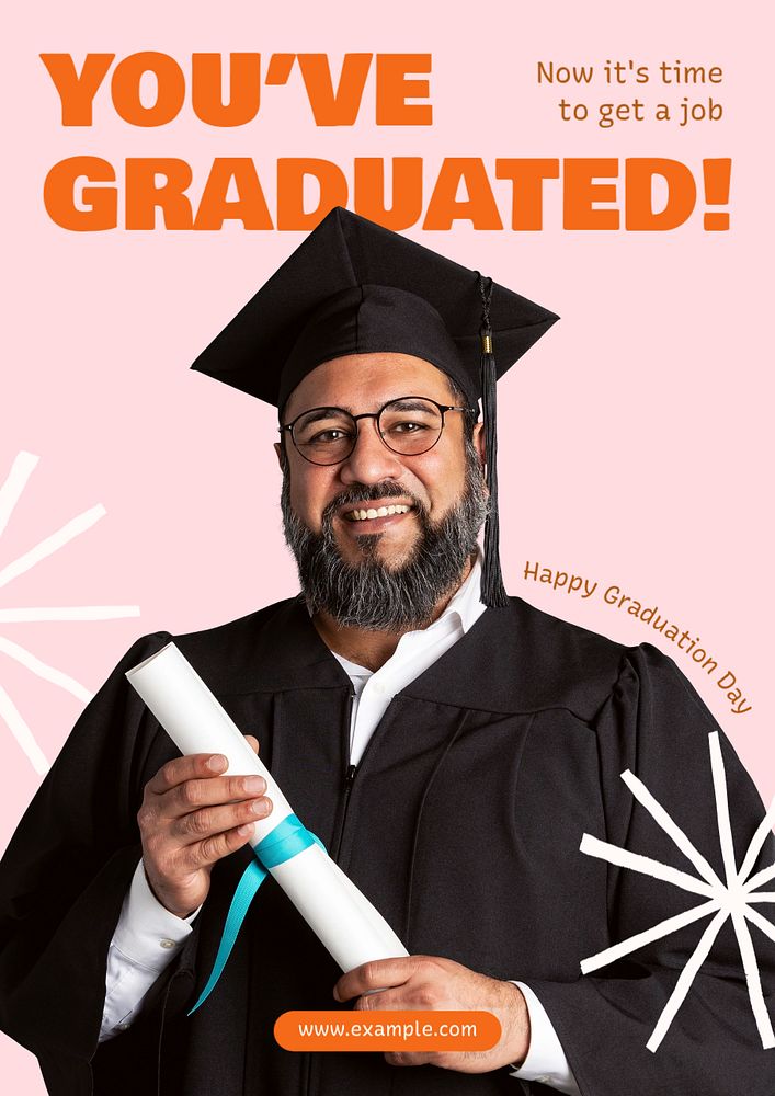 Graduation poster template, editable text & design