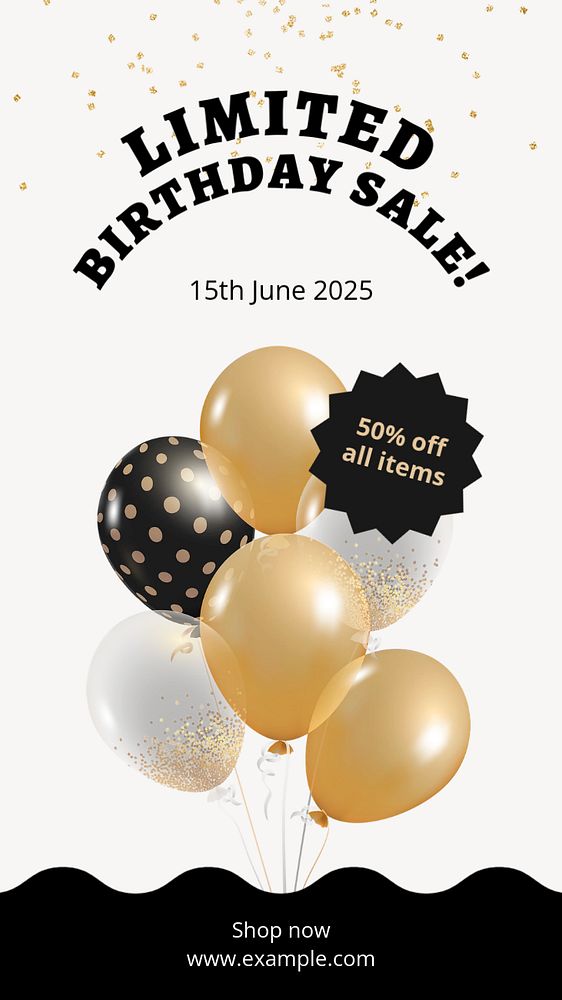 Birthday sale Instagram story template, editable text