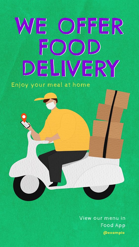 Food delivery Instagram story template, editable text