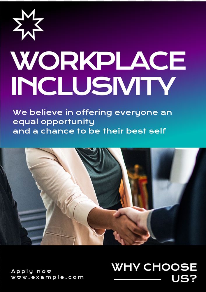 Workplace inclusivity poster template, editable text & design