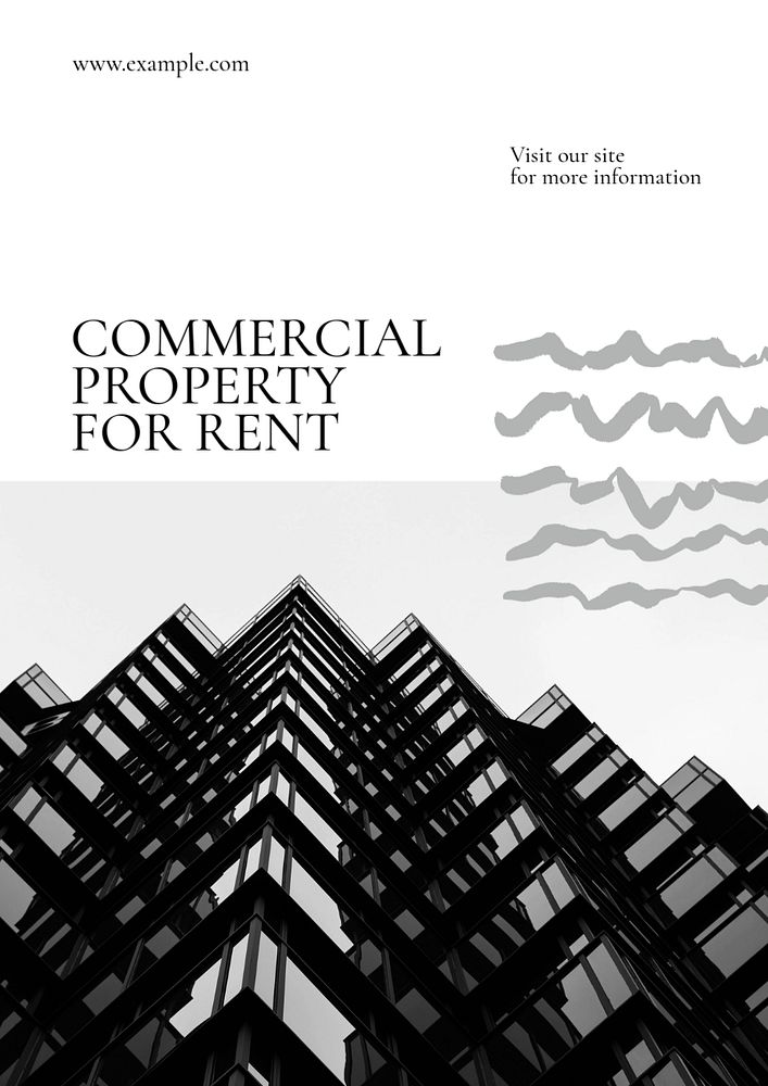 Commercial property rental poster template, editable text & design