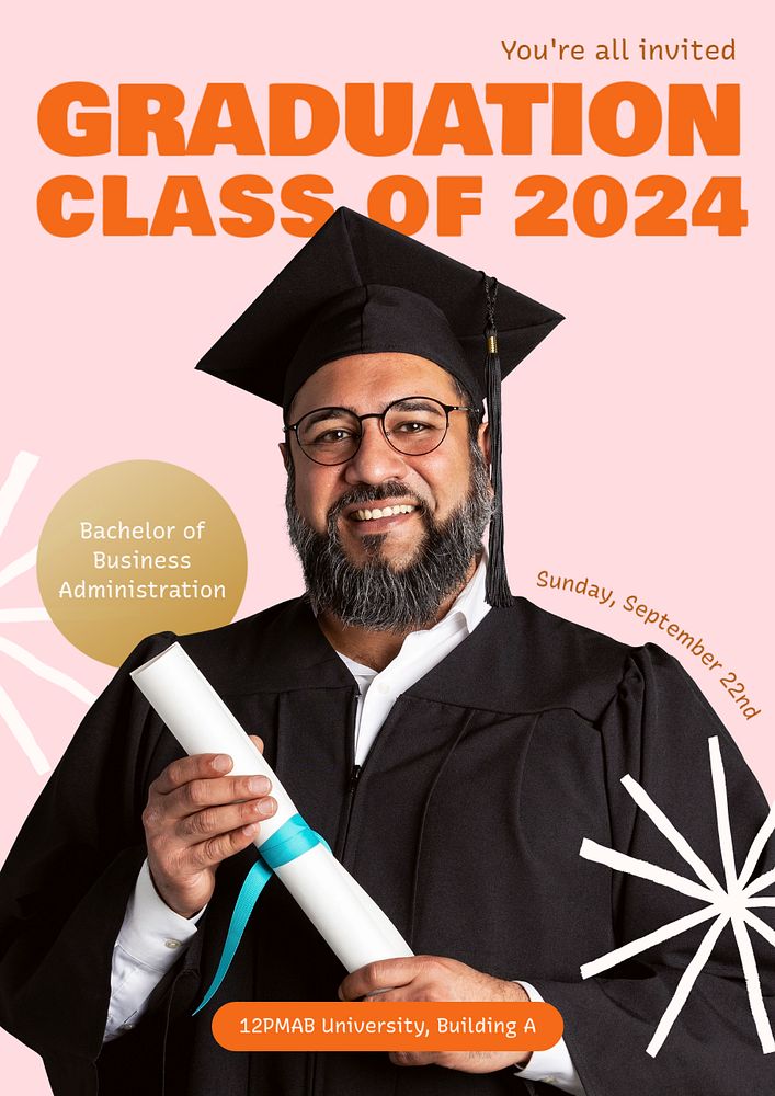 Graduation poster template, editable text & design