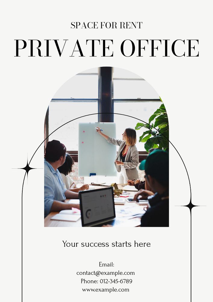 Private office poster template, editable text & design