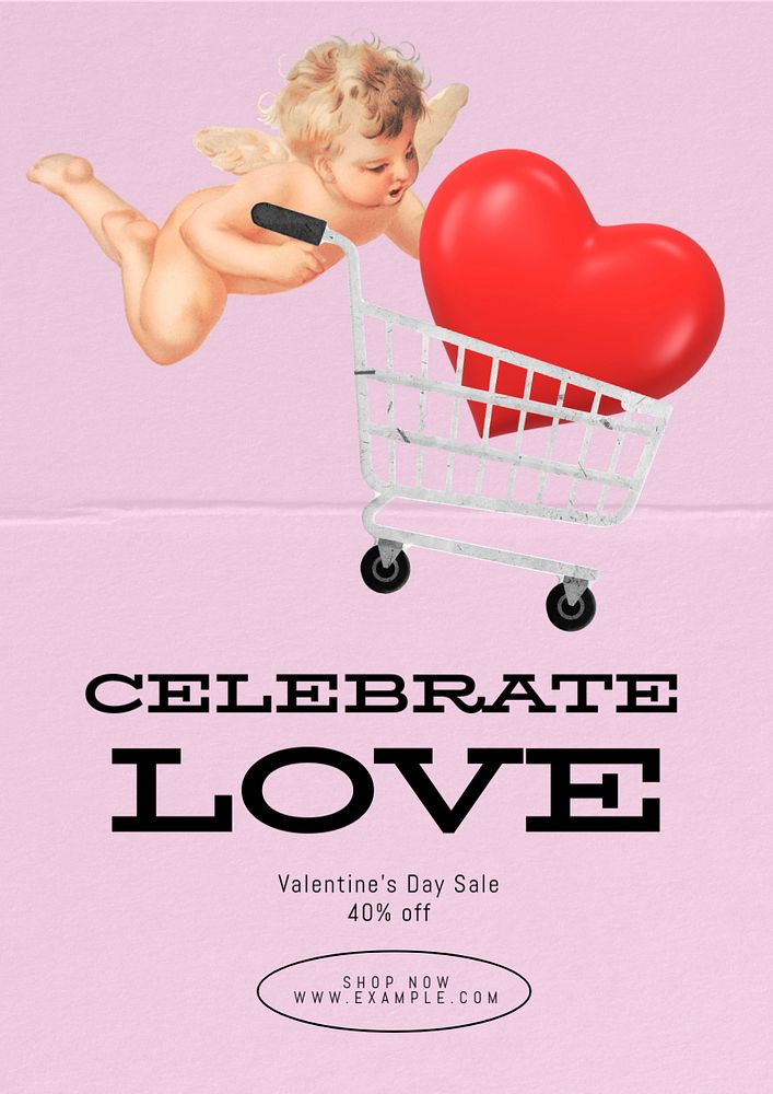 Celebrate love sale poster template, editable text & design