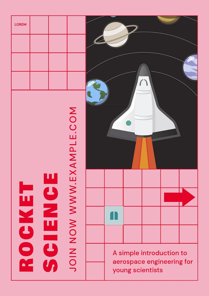 Rocket science poster template, editable text & design