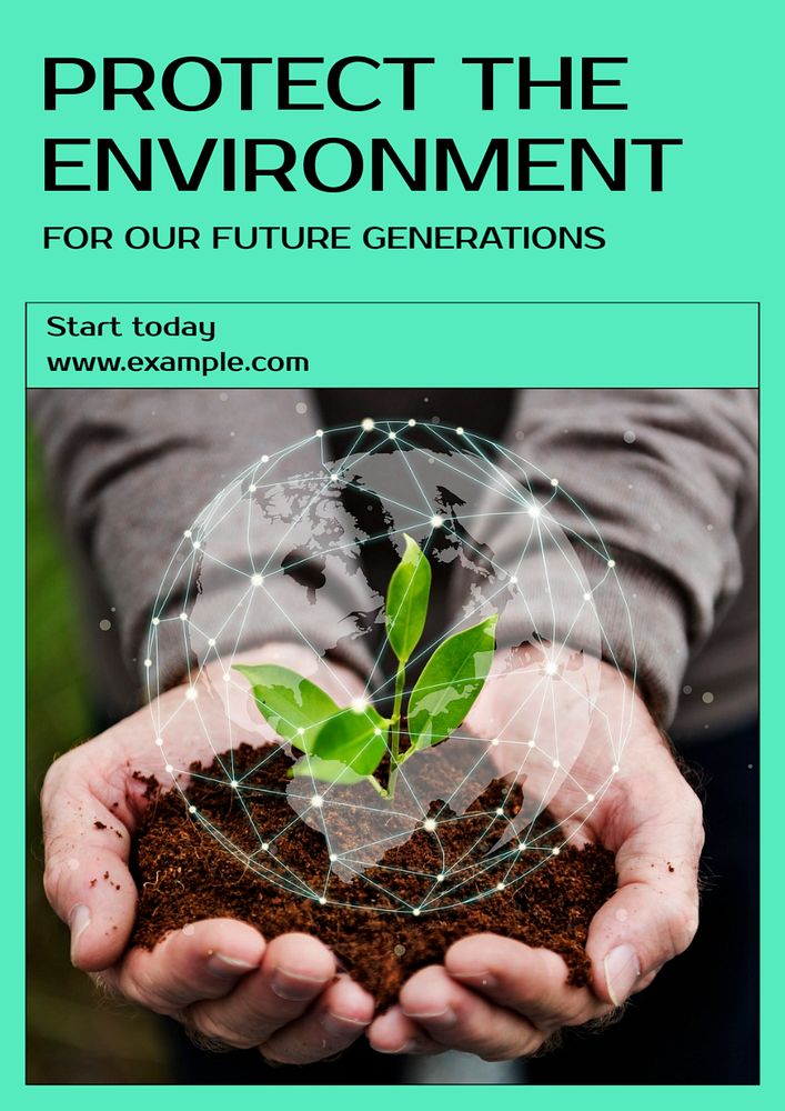 Protect the environment poster template, editable text & design