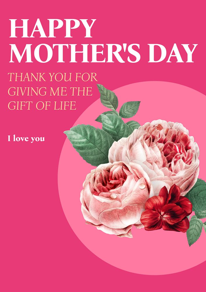 Happy mother's day poster template, editable text & design