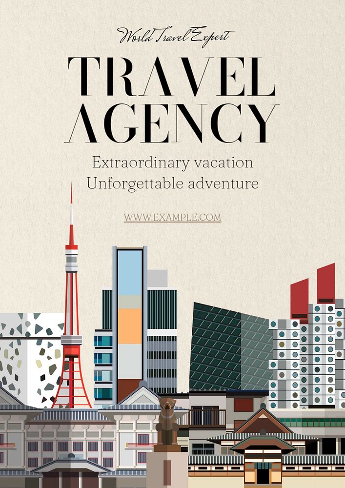 Travel agency poster template, editable text & design