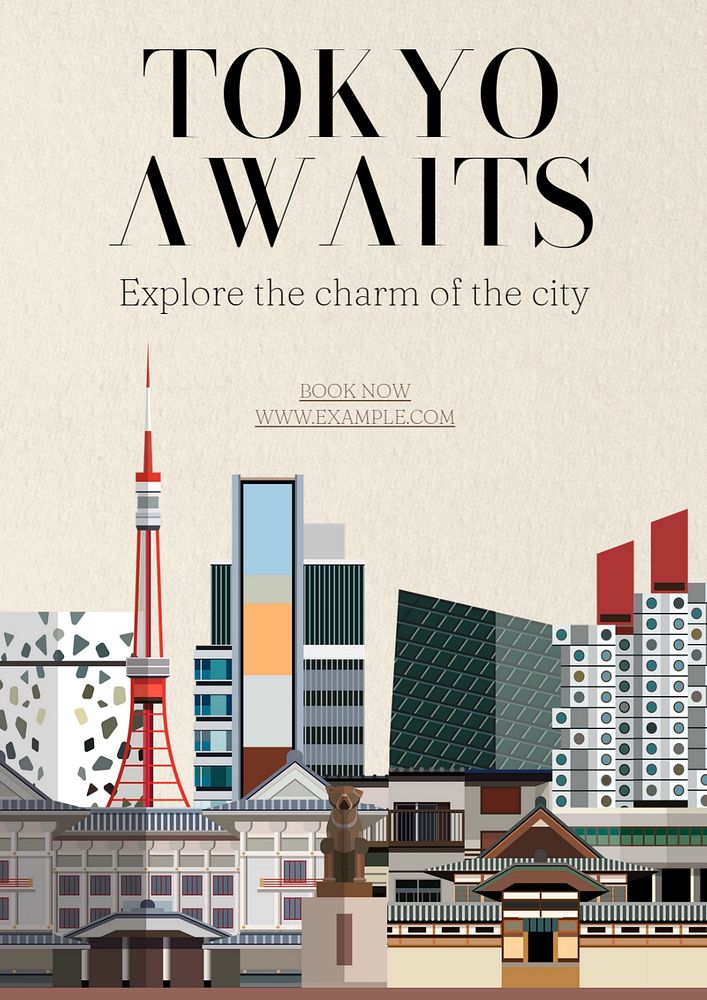 Tokyo awaits poster template, editable text & design