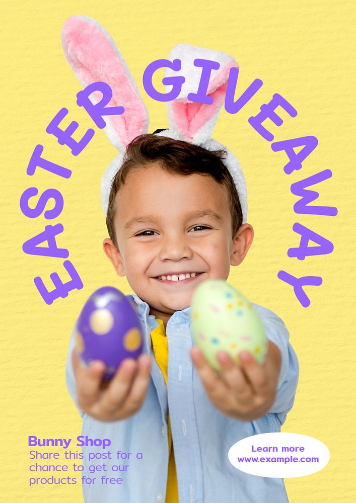 Easter giveaway poster template, editable text & design