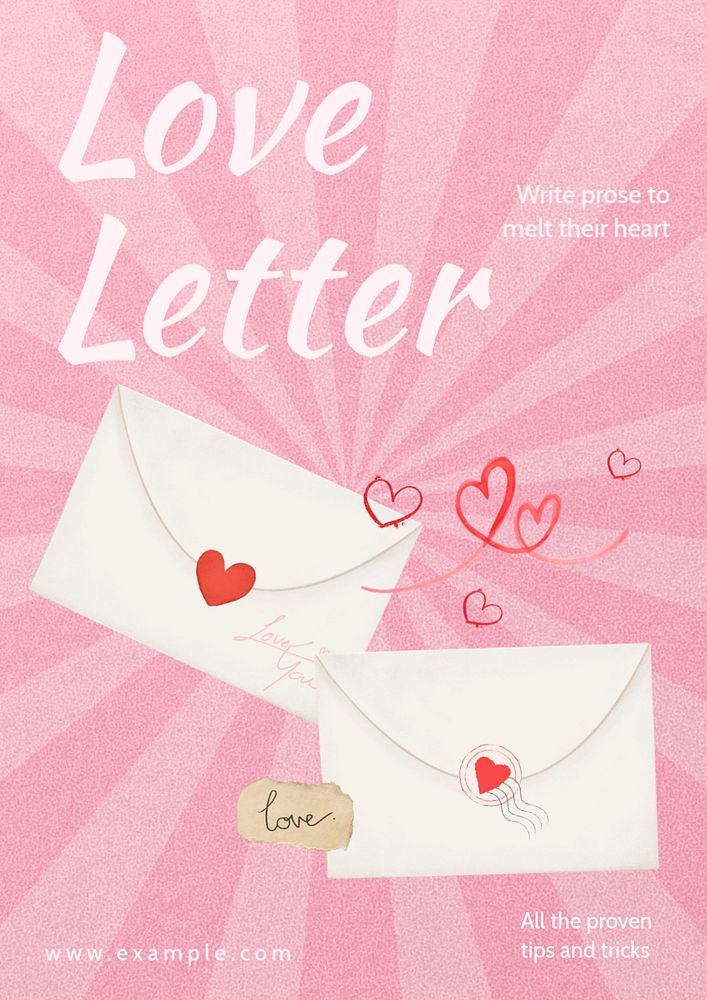 Love letter poster template, editable text & design