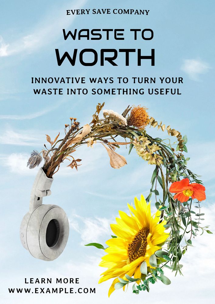 Waste to worth  poster template, editable text & design