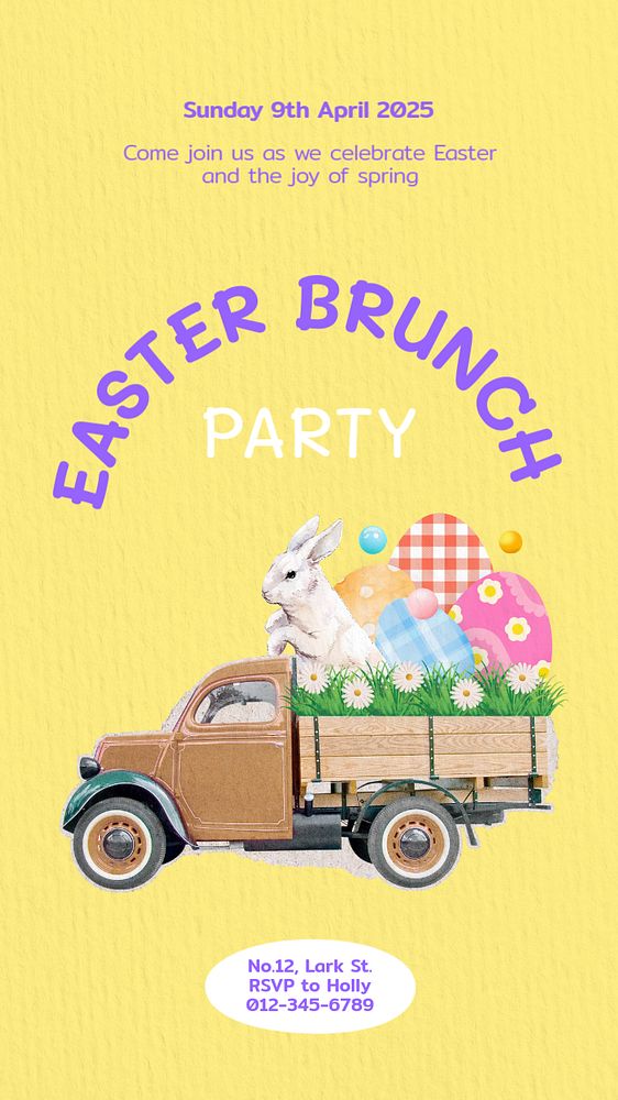 Easter brunch party Instagram story template, editable text